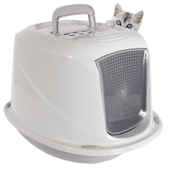 Kuweta dla zwierząt z filtrem / transporter dla kota psa szary 45x35x33 cm