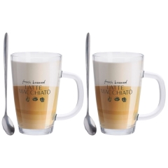 Szklanka do latte łyżeczki łyżeczka zestaw komplet szklanek do kawy 2 sztuki 300 ml