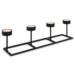 Świecznik na 4 świeczki tealight metalowy czarny 35x8,5x9 cm