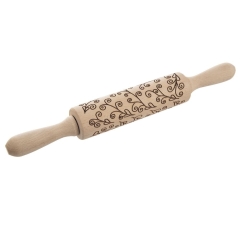 Wałek do ciasta obrotowy dekoracyjny drewniany łodygi 33 cm