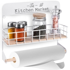 Wieszak na ręcznik papierowy z półką metalowy biały