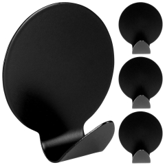 Wieszak samoprzylepny na ręcznik ścierkę / haczyk stalowy okrągły czarny 4 szt. 4x3,5 cm