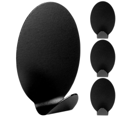 Wieszak samoprzylepny na ręcznik ścierkę / haczyk stalowy owalny czarny 4 szt. 5,5x3,5 cm