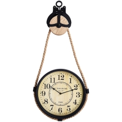 Zegar ścienny metalowy na sznurze linie retro loft 30 cm