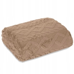 Koc boho WARKOCZ beżowy splot 150x200 glam pled na łóżko miękki gruby