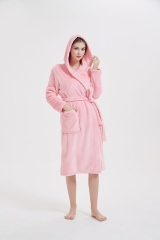 DUŻY CIEPŁY MIĘKKI SZLAFROK PODOMKA L/XL WIĄZANY KIESZENIE Z KAPTUREM