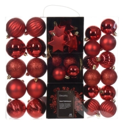Bombki plastikowe 6cm czerwone różne wzory