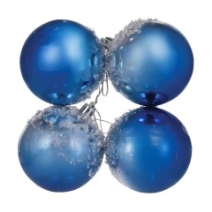 Bombki plastikowe 8cm 4szt. niebieskie