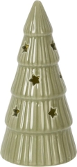 Choinka porcelanowa 14.5cm LED zielona