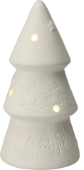 Choinka porcelanowa 17cm LED biała