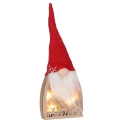 Skrzat drewniany 39cm LED na baterie świecący