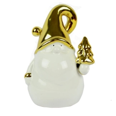 Św. Mikołaj ceramiczny 15.5cm biało-złoty