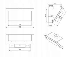 Okap 90cm 782 m³/h 3 prędkości LED Smeg KV194G