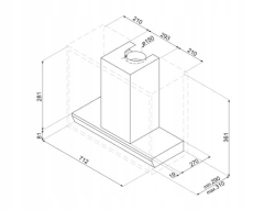 Okap do zabudowy 71cm 695m³/h 3 prędkości LED Smeg KSGT73X