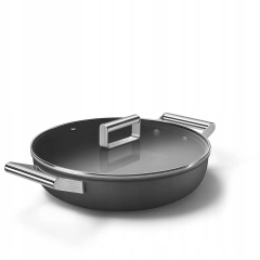 Patelnia 28cm stal nierdzewna PTFE uchwyt stalowy Smeg CKFD2811BLM