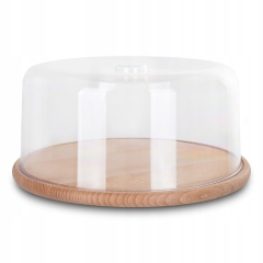 Patera Pojemnik Na Ciasto Tort z Pokrywką Kloszem Drewniana Lekka 30 cm