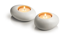 Świecznik na tealight FANCY HOME Stones 2 szt., biały