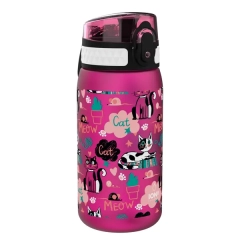 ION8 - Bidon do przedszkola dla dzieci, Kotki, 400ml, antypoślizgowy