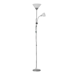 Lampa Podł Basic 60W E27 + 40W E14 Srebr