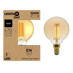 Lex E14 Fil G60 4,2W 470 lm 2Tk Amb Gl