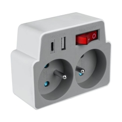 Rozgałęźnik 2 x 2P+Usb A Usb C