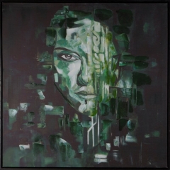Obraz ręcznie malowany 70 x 70 cm Czarny