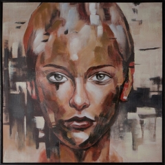 Obraz ręcznie malowany 70 x 70 cm Żółty