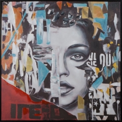 Obraz ręcznie malowany 80 x 80 cm Niebieski