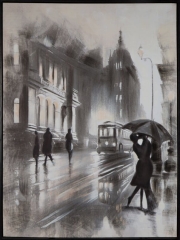Obraz ręcznie malowany 60 x 80 cm Biały