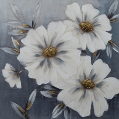 Obraz ręcznie malowany 80 x 80 cm Popielaty