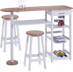Barek Kuchenny z 2 Taboretami, 38 x 89 x 12 cm, Biały 1 szt.