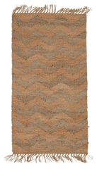 Ręcznie robiony Jutowy Dywan Dywanik Chodnik 70x140 Wzorzysty Beż Boho Styl
