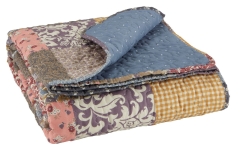 Pled Koc Pikowany Wzór Patchwork Kolorowy Narzuta na Łóżko Dekoracyjny