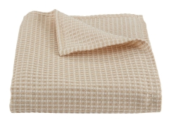 Duża Miękka Narzuta Koc z Bawełną Pled do Pokoju Salonu Beżowy Boho 220x220