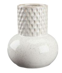 Biały wazon ceramiczny kamionka szkliwiony naturalna biel z fakturą H18 cm