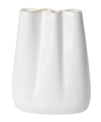 Biały ceramiczny wazon kamionka muszla falowany 13 x 17cm ozdobny na kwiaty