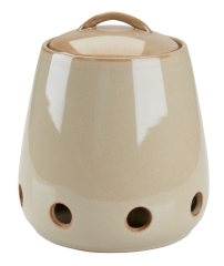 Ceramiczny Pojemnik Box Piaskowy Kamionka z Uchwytami Pokrywą na Cebulę