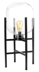 Dekoracyjna Lampa z Kloszem Przezroczysta H 59cm Stalowy Stojak z Żarówką