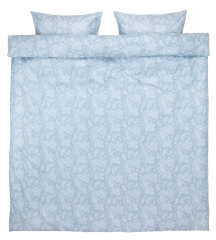 Komplet Pościeli z Flaneli Niebieski Wzorzysty 160x200 Kołdra +2 Poszewki
