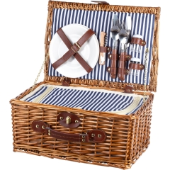 Wiklinowy Kosz Piknikowy Termiczny Dla 2 Osób Sztućce Talerze