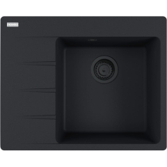 Zlewozmywak wbudowywany Fragranit + Centro CNG 611-62 TL ociekacz z lewej strony Czarny mat