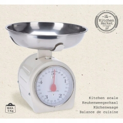 Kremowa waga kuchenna RETRO z misą, o maksymalnym obciążeniu 5 kg, idealna na prezent