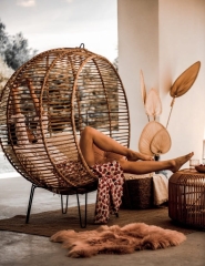 Fotel BALL Wiszący i Stojący z Rattanu z Łańcuchem i Stelażem