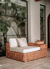 Fotel Narożny INGKA z Lewym Podłokietnikiem, Rattanowy Handmade