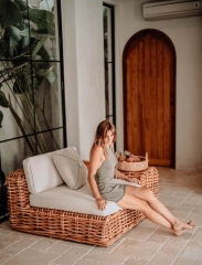 Fotel Narożny INGKA z Rattanu, Prawy Podłokietnik, Ręcznie Tkany