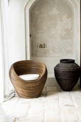 Fotel Rattanowy Tegal Ciemny z Poduszką Ecru - Komfort i Styl