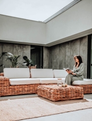INGKA Sofa Narożna Lewa 3-osobowa, Ręcznie Tkana, Rattan