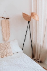 Lampa Bambusowa Elle z Metalowym Stojakiem, E27/40W, Czarna