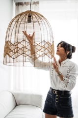 Lampa Sufitowa Morgan L Rattan Naturalny, Ręcznie Pleciona