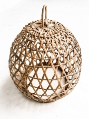 Lampa Wisząca Boho Okrągła z Naturalnego Bambusa, 23cm